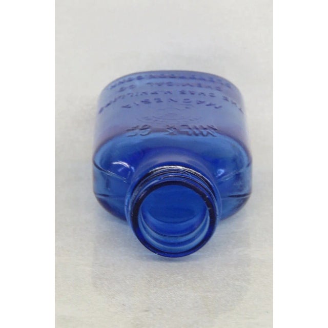 Glass Chas H Phillips Chemical Co Milk of Magnesia Blue Glass Bottle For Sale - Image 7 of 10