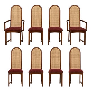 Walnut and Cane Dining Chairs by Milo Baughman - Set of 8 For Sale