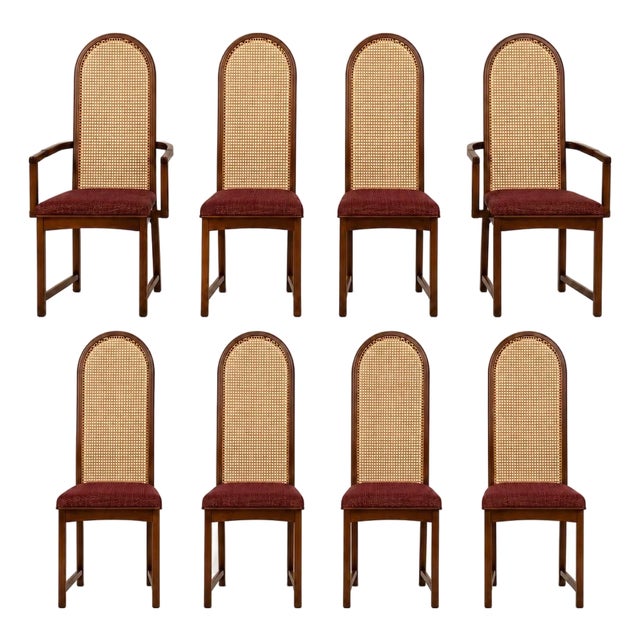 Walnut and Cane Dining Chairs by Milo Baughman - Set of 8 For Sale