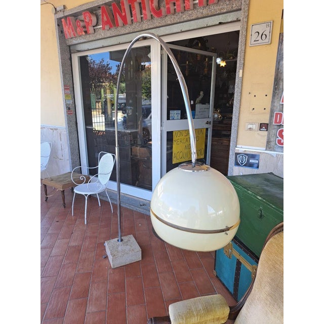 1970s Arc Floor Lamp with Carrara Marble Base For Sale - Image 5 of 7