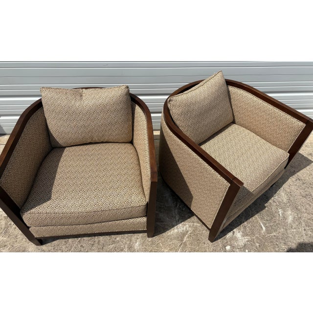 Vintage Upholstered Deco Inspired Club Chairs by Bernhardt For Sale - Image 10 of 11