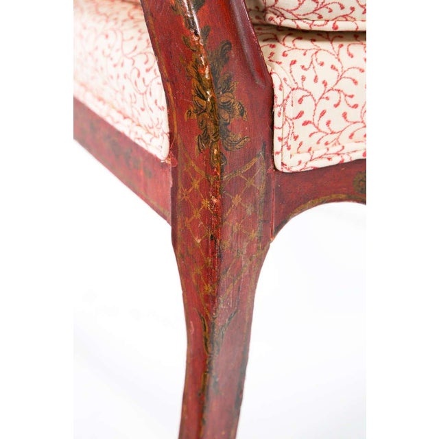 French Circa 1860 Red Lacquered French Arm Chairs, a Pair For Sale - Image 3 of 11