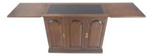 Solid Cherry Raised Panel Doors Liquor Bar Serving Flip Top Cabinet MINT