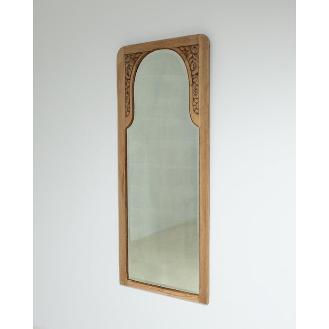 Wood Circa 1910 French Art Nouveau Natural Wood Wall Mirror For Sale - Image 7 of 8