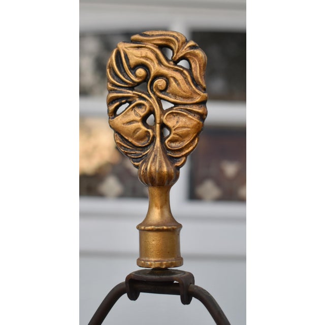 1920s Antique Gilded Metal Lamp Renaissance Style Ornate Ewer Designed Figural Details For Sale - Image 5 of 17