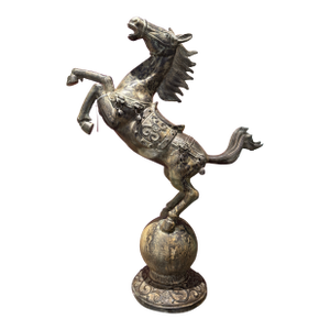 Late 19th Century Rare Bronze Asian Sculpture of Majestic Horse on Hind Legs