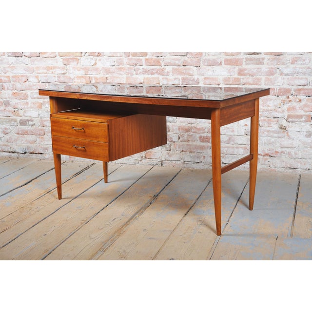 Mid-Century Czech Writing Desk in Mahogany Veneer, 1950s For Sale - Image 13 of 15