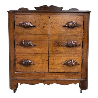 Antique 19th Century Victorian Eastlake Carved Cabinet Washstand Commode For Sale