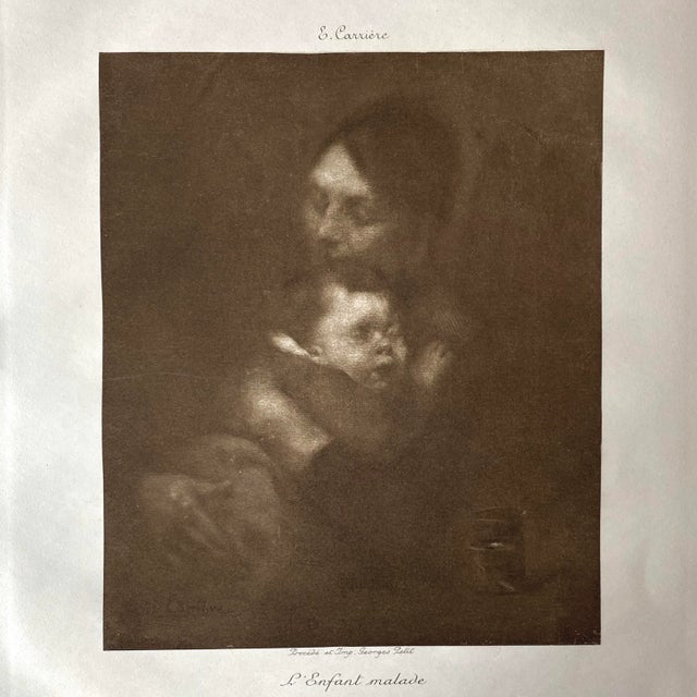 Late 19th Century Eugène Carrière Print - L’Enfant Malade Aquatint For Sale - Image 4 of 6