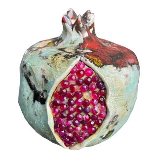 Vintage Hand Painted Sculpture of Pomegranate For Sale