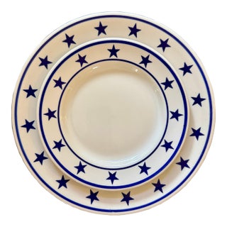 Mid 20th Century Sterling China Blue Star Dinner Plates - Set of 16 For Sale