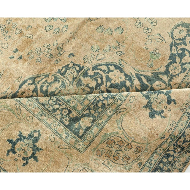 Textile Authentic Persian Tabriz Handmade Wool Rug For Sale - Image 7 of 8