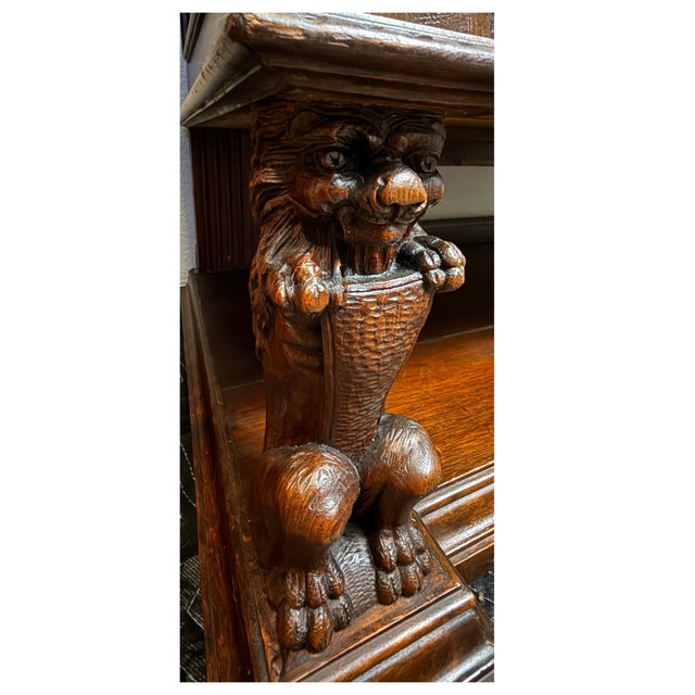 **Rare Antique Masterpiece**Renaissance Revival Sideboard in Solid Walnut*Carved Lions and Griffins** For Sale - Image 10 of 12