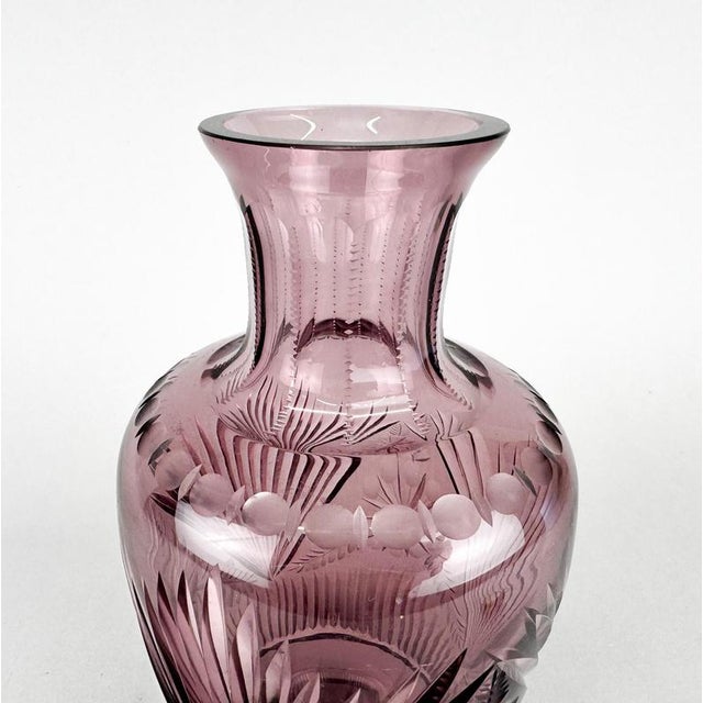 Bohemian Hand Cut Glass Vase, 1970s For Sale - Image 6 of 8