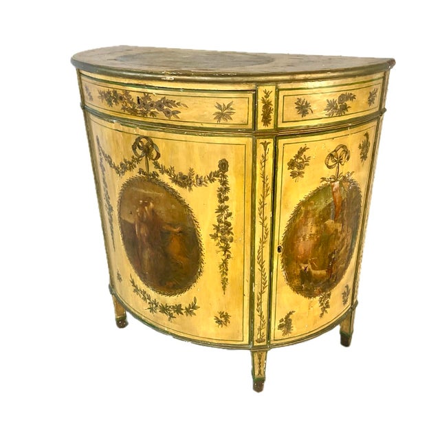 Wood George III Painted Demilune Cabinet For Sale - Image 7 of 12