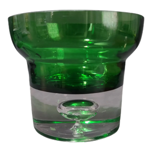 Vintage Mid-Century Modern Krosno Art Glass Emerald Green Candle Holder