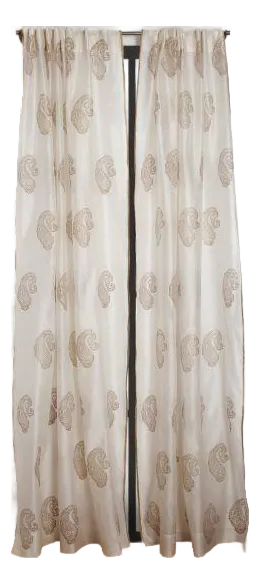 Aurel Paisley Ivory/Gold Silk-Cotton Curtain