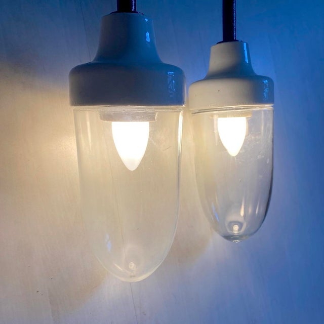 Art Deco Wall Sconces in Cast Iron with Glass and Ceramic, 1930s, Set of 2 For Sale - Image 3 of 12