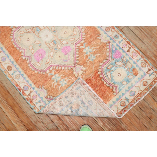 Mid 20th Century Vintage Orange Turkish Anatolian Rug - 2'10" x 5'3" For Sale - Image 5 of 8