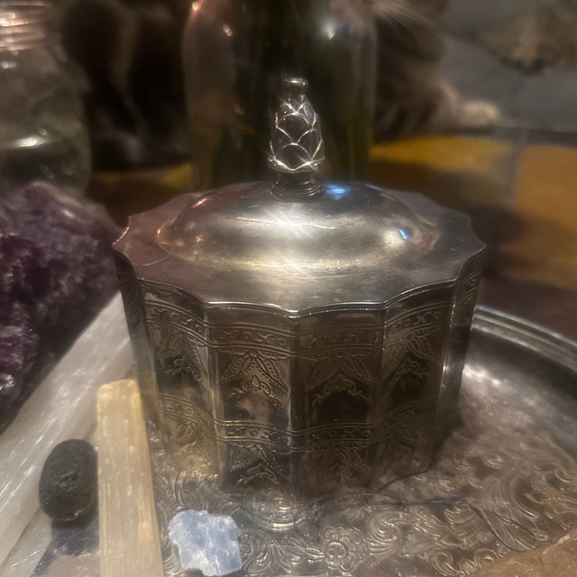 Silver Plt. Vintage Godinger Red Velvet Lined Trinket Box C. ‘91 For Sale - Image 6 of 10