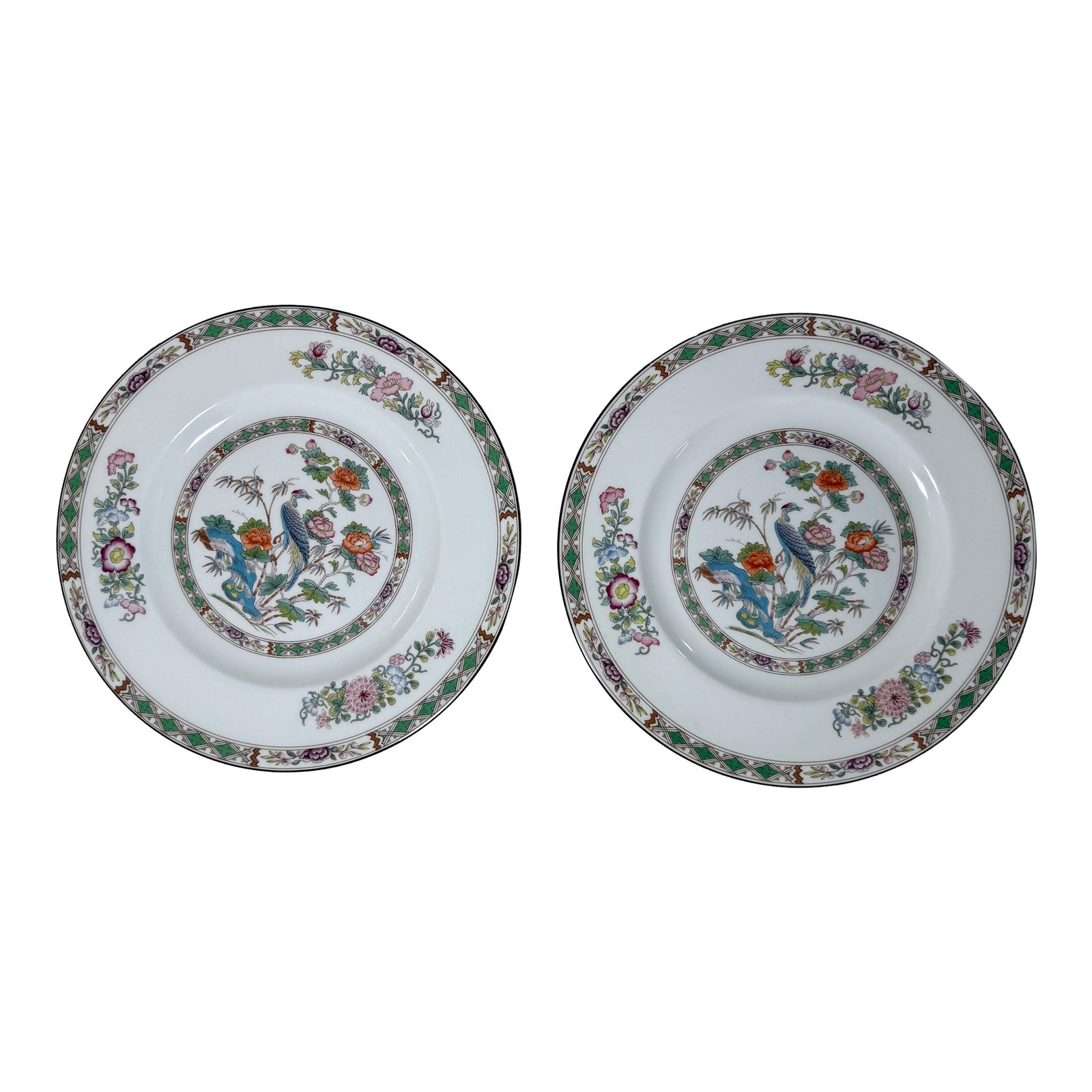 1990s Wedgwood “Kutani Crane” Dinner Plate – Set of 2, Bone China