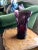 1950s Large Vintage 1950s Amethyst Aubergine Vase With Etched Botanical Patern For Sale - Image 5 of 13