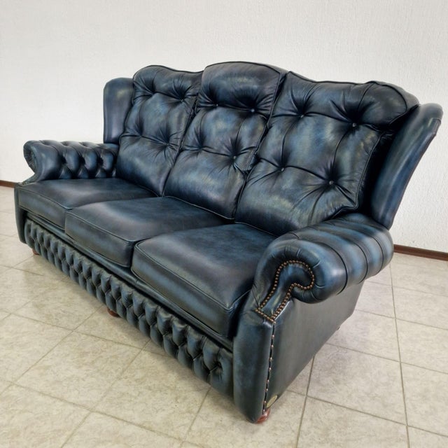 Vintage Chesterfield 3/1/1 Living Room Set, 2000s, Set of 3 For Sale - Image 4 of 11