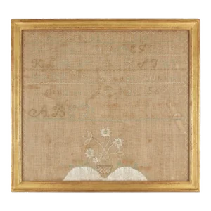 American Needlework Sampler by Seraphina Learned, 1800's