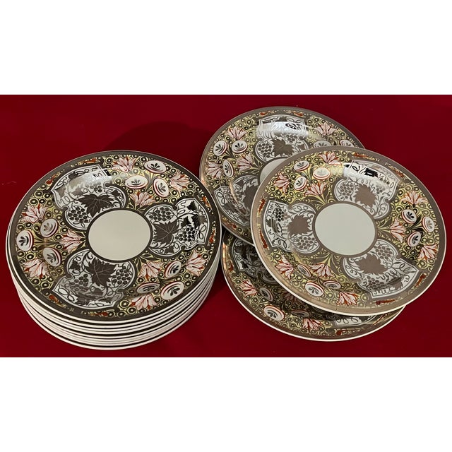 Early 20th Century Antique Early 20th Century Wedgwood Creamware Hand Painted Silver Luster Plates - Set of 12 For Sale - Image 5 of 10