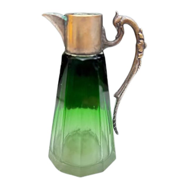 Antique Beveled Decanter | Prism Glass & Brass (Missing Top) For Sale