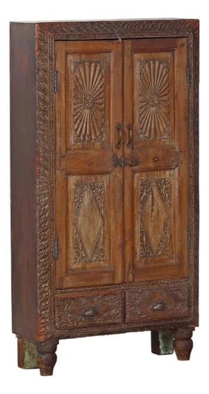 Antique Anglo-Indian Carved Teakwood Armoire