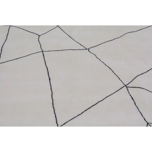 Moroccan Moroccan Azilal Black/White Hand Knotted Wool Rug,8'1"X10'1" For Sale - Image 3 of 6