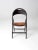 A vintage early 20th century metal folding chair featuring a black painted frame and a brown velvet upholstered seat. The...