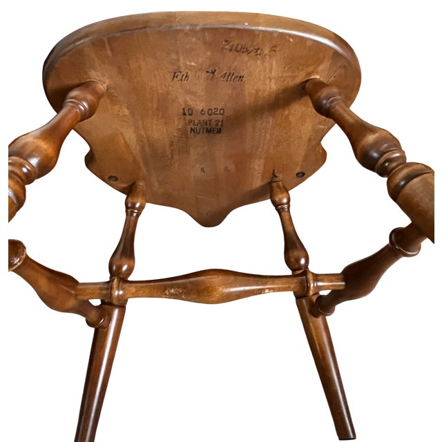 Set of Four Vintage Windsor Dining Chairs in Nutmeg Finish — Two Ethan Allen & Two Companion Chairs For Sale - Image 12 of 18
