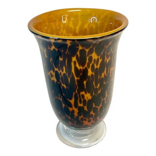 1970s Hollywood Regency Boho Chic Murano Triple Hand-Blown Glass Tortoise & Amber Vase. For Sale