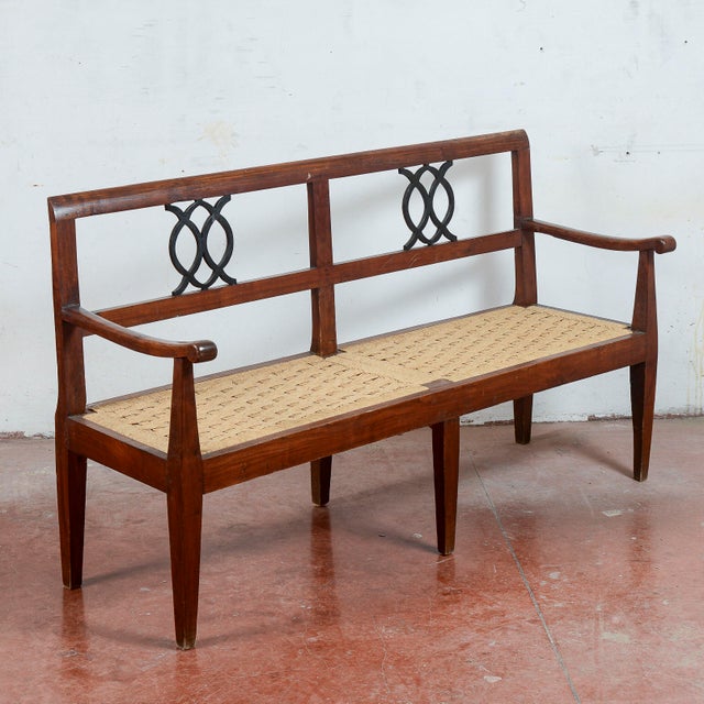 18th Century Style Bench with Raffia and Straw Seat For Sale - Image 13 of 15