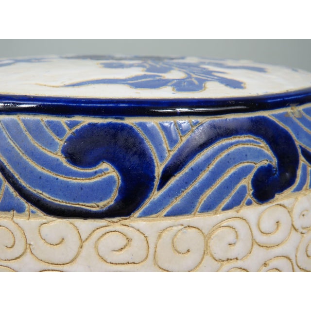 Barrel-Shaped Ceramic Stool with Decoration, Italy, 1970s For Sale - Image 6 of 11