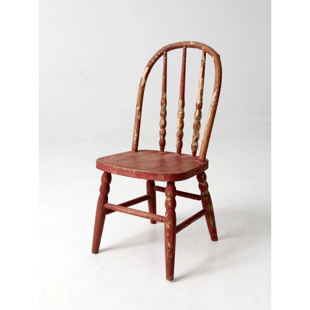Early 20th Century Vintage Painted Pink Kid's Chair For Sale - Image 5 of 10