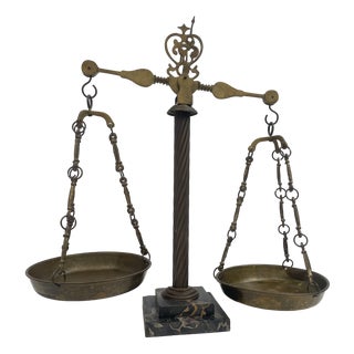 Vintage Bronze and Marble Scale, 1920s For Sale