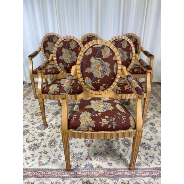 Wood Custom Made Set of 6 Dining Arm Chairs by the Grafton Furniture Co. For Sale - Image 7 of 13