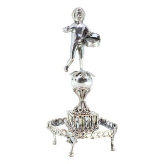Silver Toothpick Holder with Fish Vendor For Sale