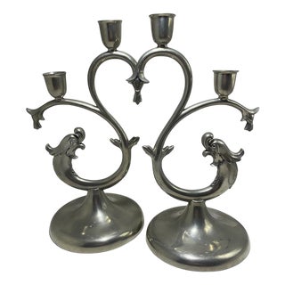 Pewter Candleholders from K. E. & Co., Eskilstuna, 1931, Set of 2 For Sale