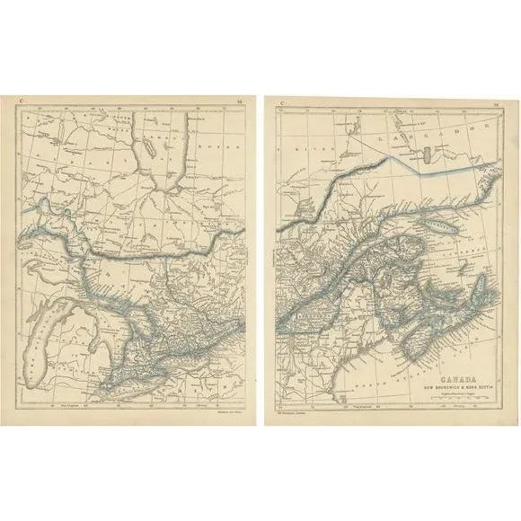Mid 19th Century Antique Maps of Canada, New Brunswick and Nova Scotia by Lowry, 1852, Set of 2 For Sale - Image 5 of 5