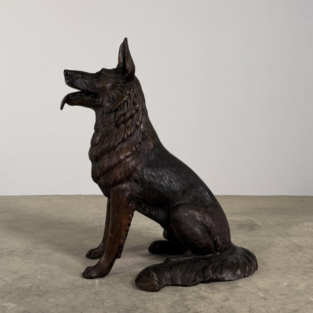 2010s Sitting German Shepherd Bronze Sculpture – 29”h For Sale - Image 5 of 10