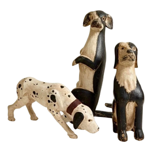 Large Early 20th C Folk Art Carved Dog Trio – Primitive Americana