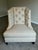 Textile Late 20th Century Baker Furniture Tufted Wing Chair With Matching Ottoman For Sale - Image 7 of 12