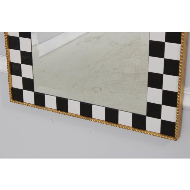 Carvers Guild Whimsical Black & White Checkered Tile Mirror For Sale - Image 10 of 11
