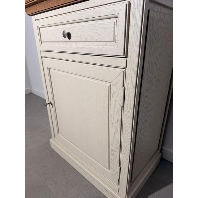 Painted Oak Accent Cabinet with Natural Wood Top For Sale - Image 5 of 6