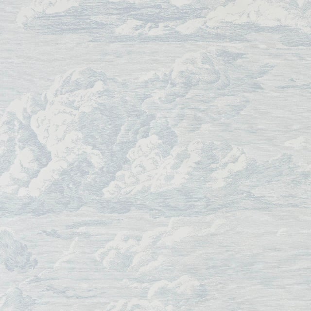 Schumacher Cloud Toile Wallpaper in Mineral For Sale