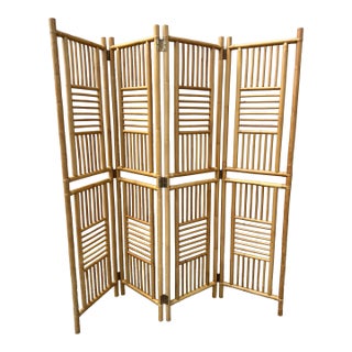 Midcentury Organic Modern Bamboo Dressing Screen or Room Divider For Sale